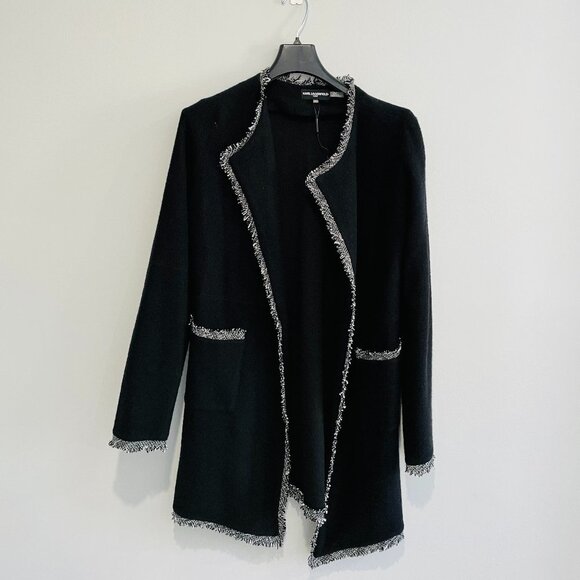 Karl Lagerfield Braided-Trim Tweed Blazer Size XS - Picture 1 of 9